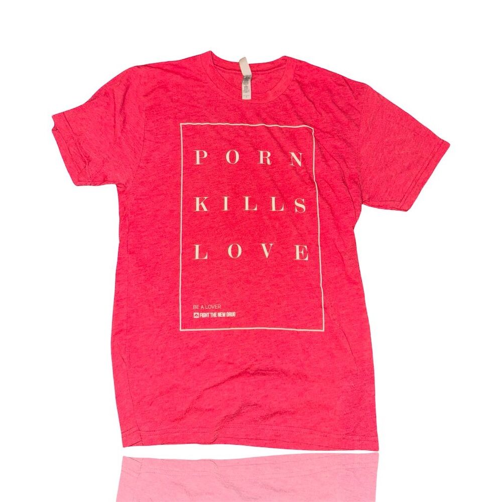 Fight the New Drug Unisex Red Graphic T-Shirt Small "Porn Kills Love"